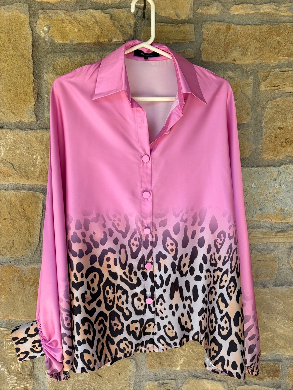 Beulah Pink Ombre Leopard Button-Down Shirt